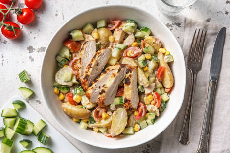 Maaltijdsalade met Mediterrane kipfilet en krieltjes