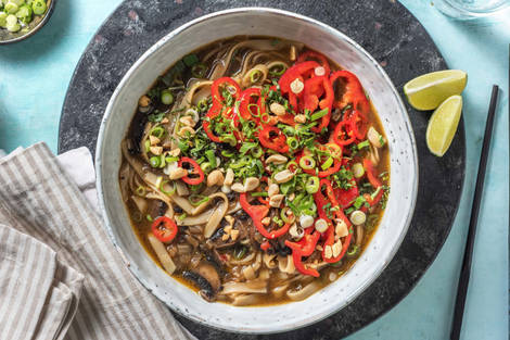 Pho à la vietnamienne au portobello poêlé