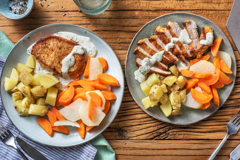 Schweinesteaks mit Kohlrabigemüse