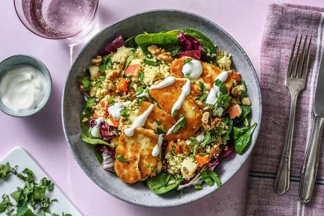 Volkoren couscoussalade met halloumi en wortel