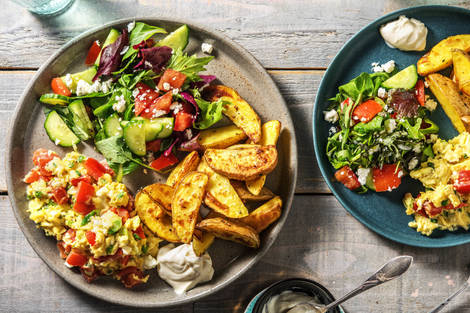 Roerei met rode puntpaprika en feta