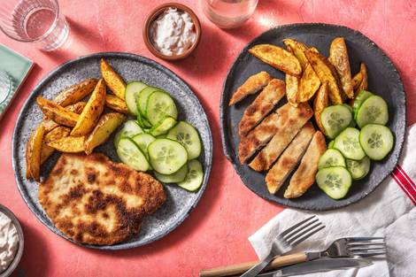 Schnitzel mit Ofenkartoffeln