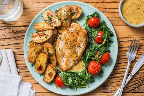 Poulet mit Honig-Senf-Sauce