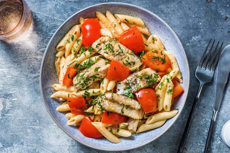 Penne mit Seelachs und Paprika