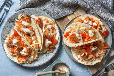 Mini-tortillas au poulet croquant et chutney de mangue