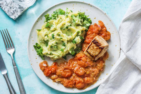 Médaillon de porc et purée à la mâche