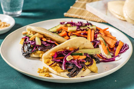 Vegetarische bao buns met portobello