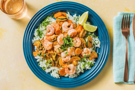 Rotes Thai Curry mit Garnelen