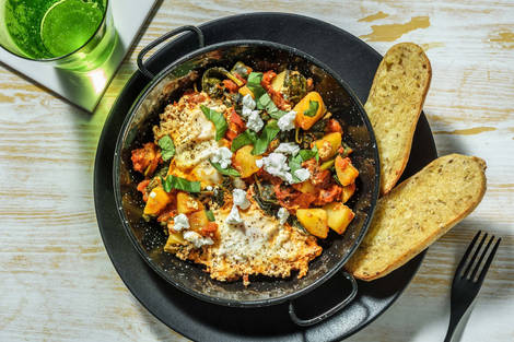 Vegetarische shakshuka met Italiaanse kruiden