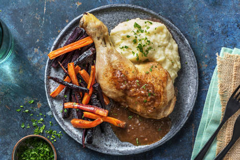 Hähnchenkeulen mit Knollenselleriestampf