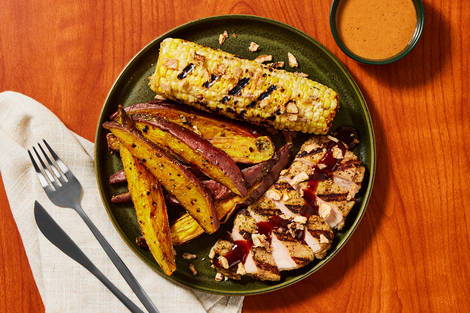 Grilled Pork Chops and Garlic Buttered Corn