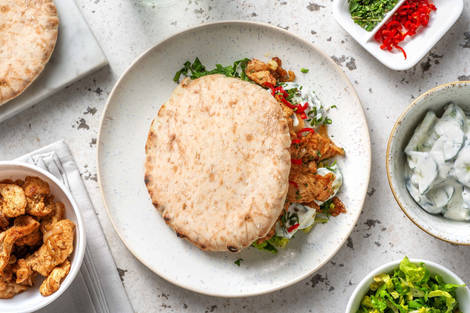 Volkoren pita's met pikante kipgyros