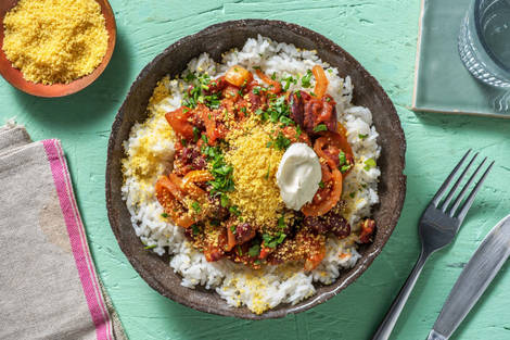 Bohnenpfanne mit Tortilla-Crunch