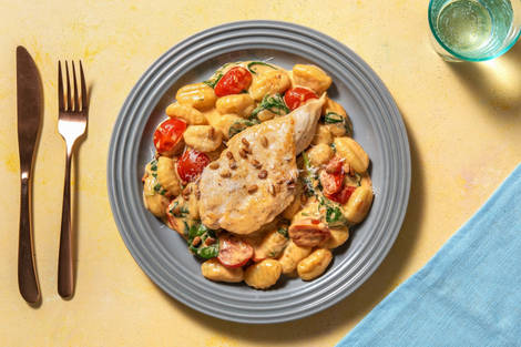 Gebratene Hähnchenbrust mit Pinienkernen