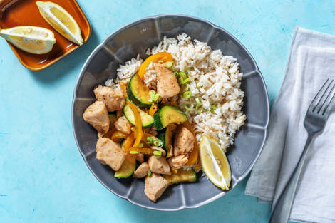 Asiatische Hähnchenpfanne mit Kokosreis