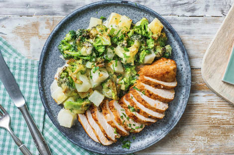 Hähnchen mit Kohlrabi-Brokkoli-Auflauf