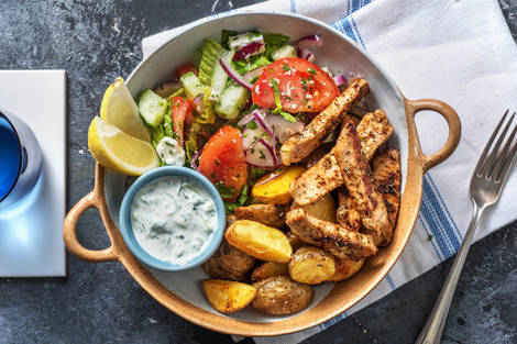 Würziges Gyros mit griechischem Salat
