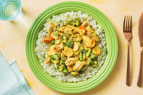 Hähnchencurry mit Korianderreis