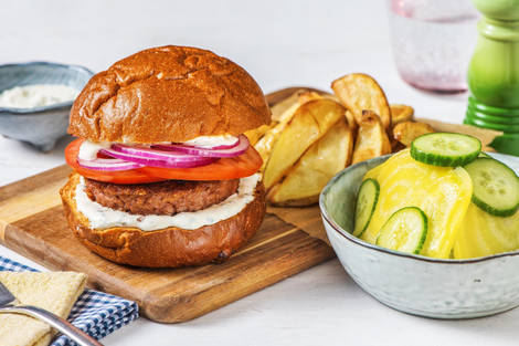 50-50 Burger met tomatenbroodje