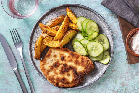 Schnitzel mit Ofenkartoffeln