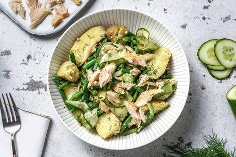 Hollandse salade met gerookte forel