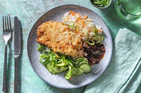 Hähnchen „Katsu“ mit Karottenreis