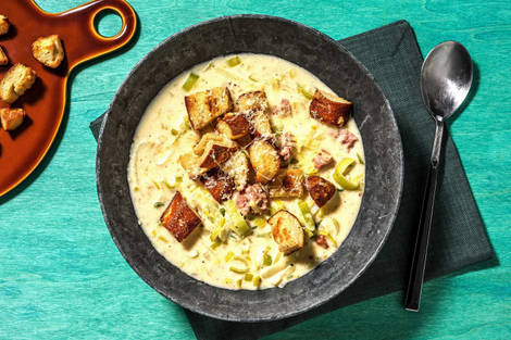 Käse-Lauch-Suppe mit Salsiccia