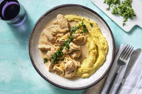 Cremiges Hähnchengeschnetzeltes