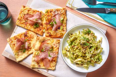 Flammkuchen mit Krustenschinken