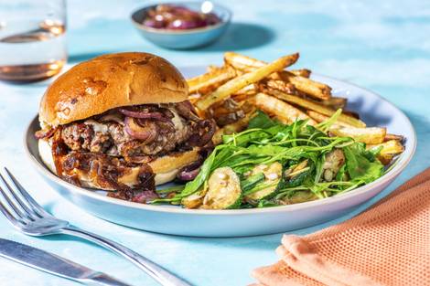 Burger de sanglier au fromage et chutney d'oignon