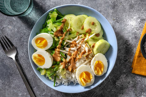 Gado gado met sperziebonen en kokos-pindasaus