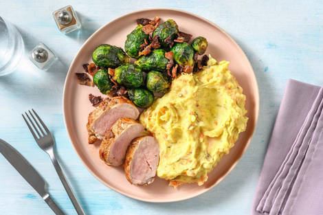 Filet mignon de porc et purée de pomme de terre-carottes