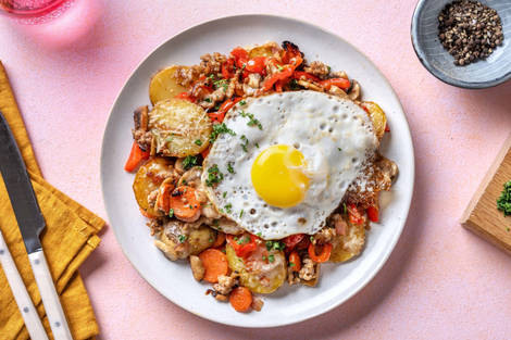 Tiroler gröstl met boerenworst en spekjes