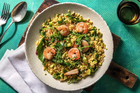 Couscous perlé aux crevettes et à la courgette