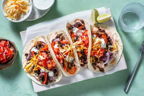 Veggie-Fajitas mit Paprika, Pilzen und Bohnen