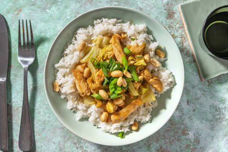 Teriyaki-Hähnchen auf Spitzkohl-Pfanne