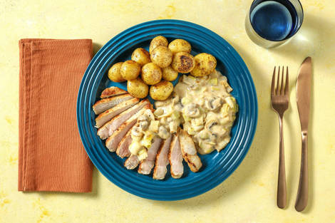 Schweinelachssteak mit rauchigen Kartoffeln