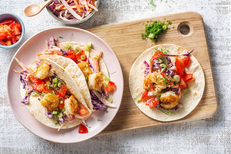 Mini-tortilla's met knapperige garnalen en venkel