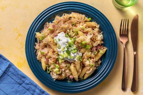 Schnelle Schupfnudeln mit Bacon und Sauerkraut