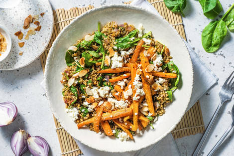 Freekeh met spinazie en pittige harissa