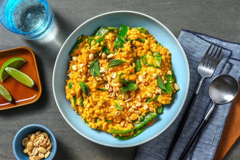 Thai-Curry-Risotto mit Kaiserschoten