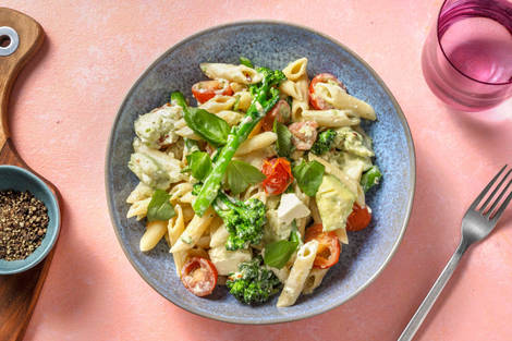 Schnelle Penne mit Avocado und Brokkolini