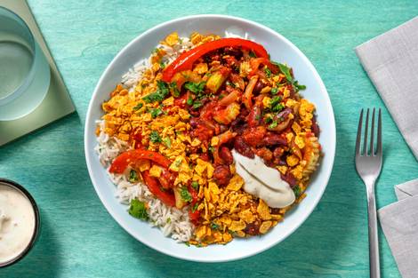 Bohnenpfanne mit Tortilla-Crunch