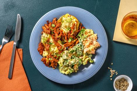 Veganes Pulled in BBQ-Marinade auf Ofenkartoffel