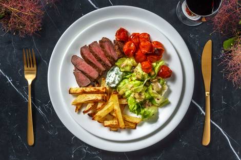 Steak-frites et mayonnaise à l'estragon
