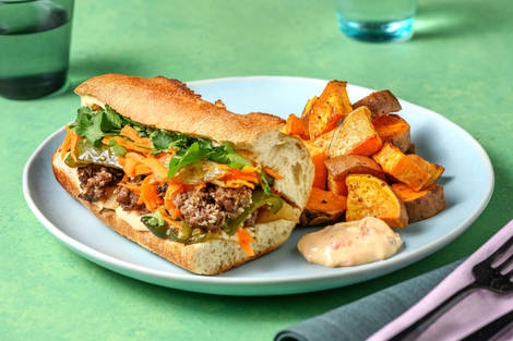 Beef Bulgogi Sandwich mit Koriander & grüner Paprika