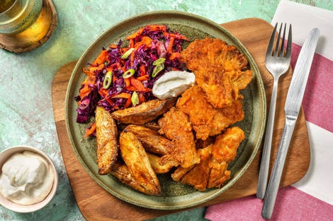 Panierte Austernpilze mit Rotkohl-Karotten-Slaw
