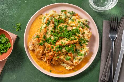 Cremiges Hähnchengeschnetzeltes