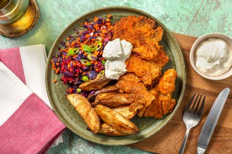 Panierte Austernpilze mit Rotkohl-Karotten-Slaw