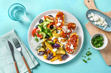 Würzige Ofenkartoffel mit Hirtenkäse-Topping